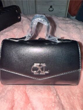 Black Women's Handbag with Silver Logo